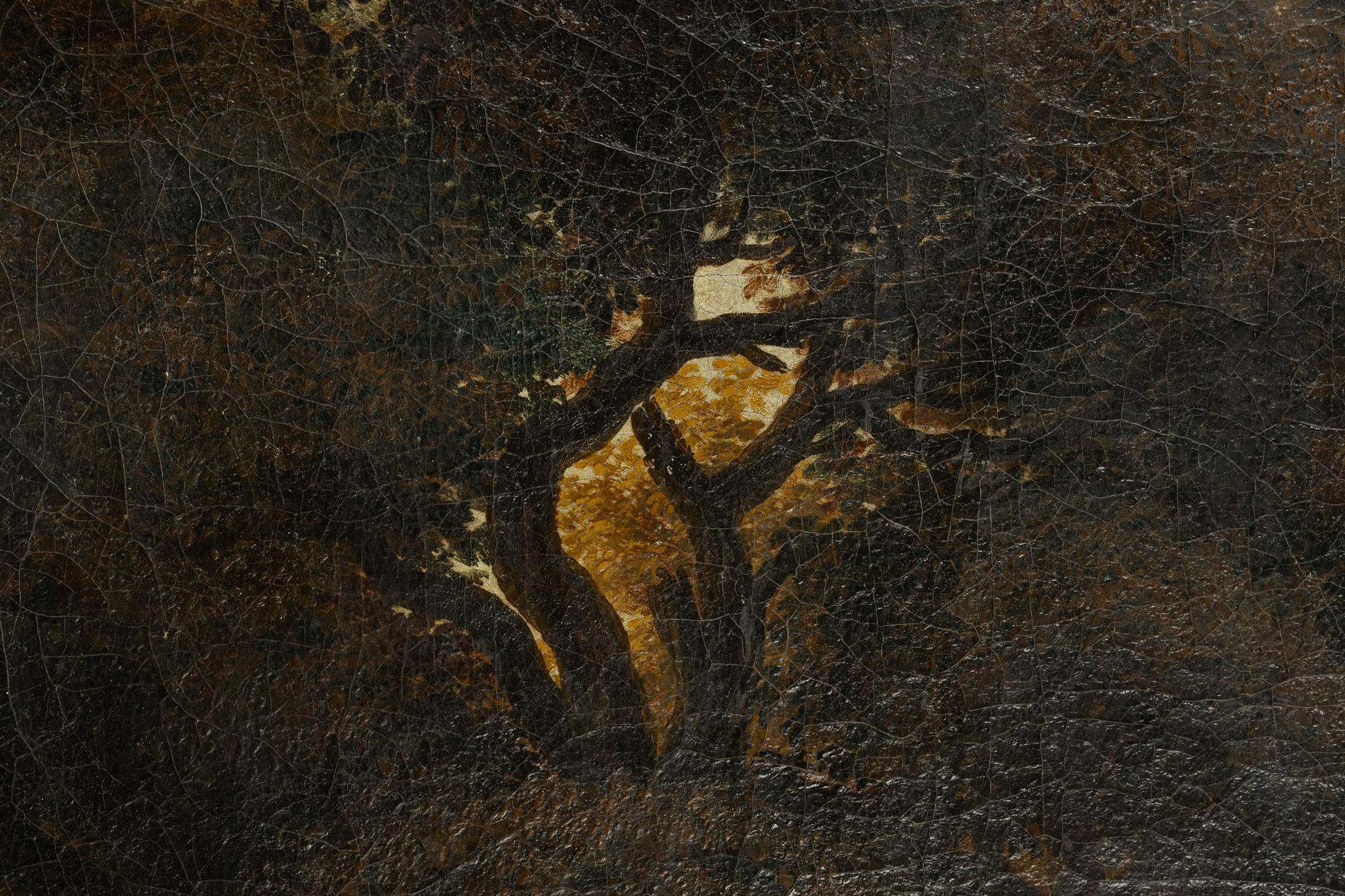 Okänd konstnär, tidigt 1800-tal, Pastoralt landskap med figurer vid bäck.