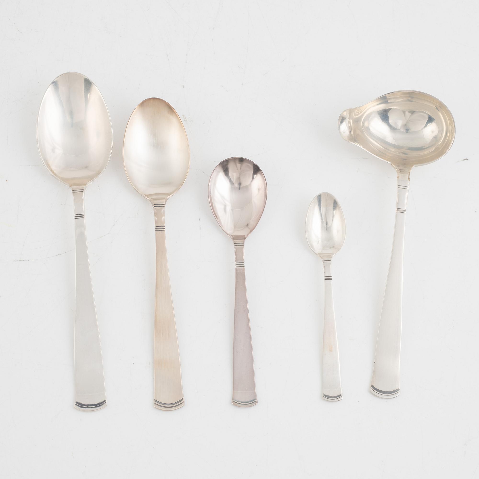 Jacob Ängman, bestickservis, 96 delar, silver, "Rosenholm", GAB, 1942-2001.