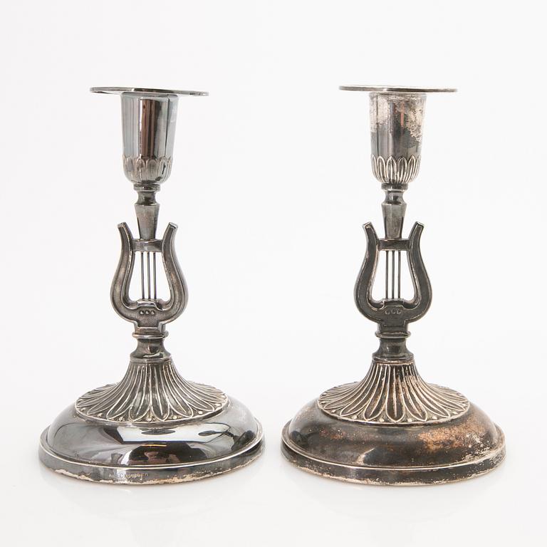 Candlesticks, a pair, Empire style, silver, Ceson Guldvaru Ab, Gothenburg, 1956.