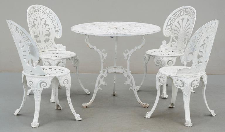 TRÄDGÅRDSMÖBLEMANG, 5 delar, sent 1900-tal.