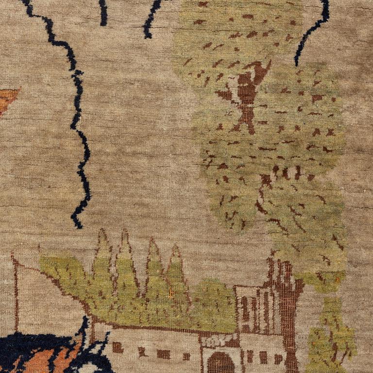 An antique pictorial Kerman Laver, ca 223 x 129 cm.