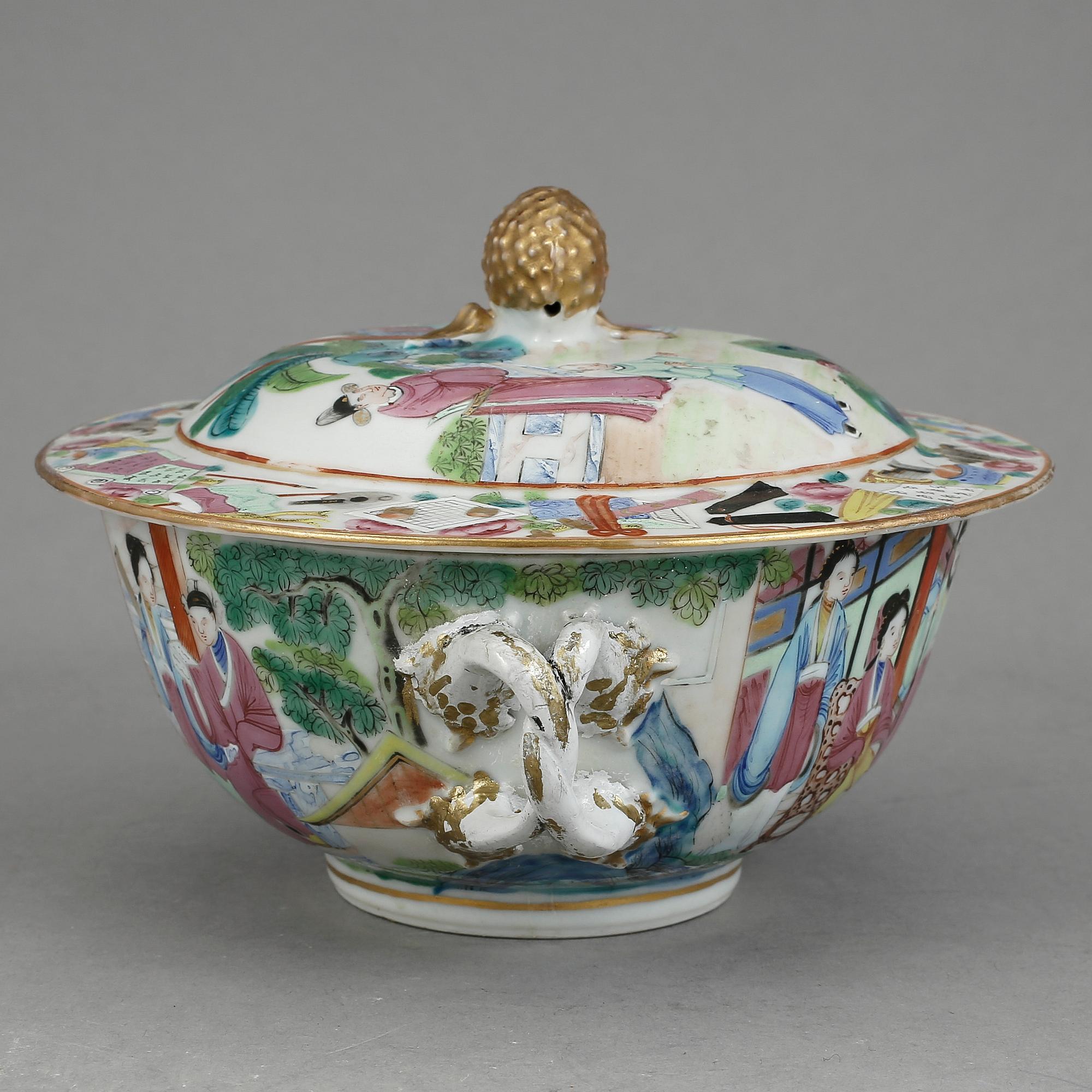 SKÅL MED LOCK, porslin, Kina, Kanton, 1800-tal.