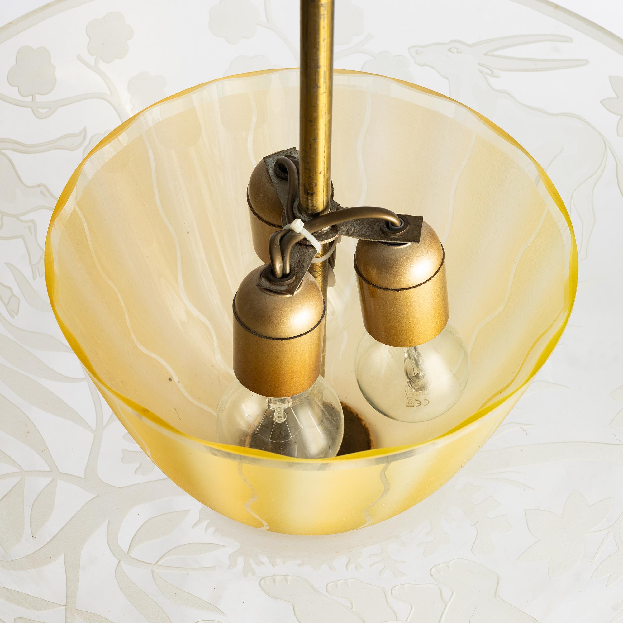 Birger Ekman, a Swedish Modern ceiling lamp, Glössner Co, 1940s.