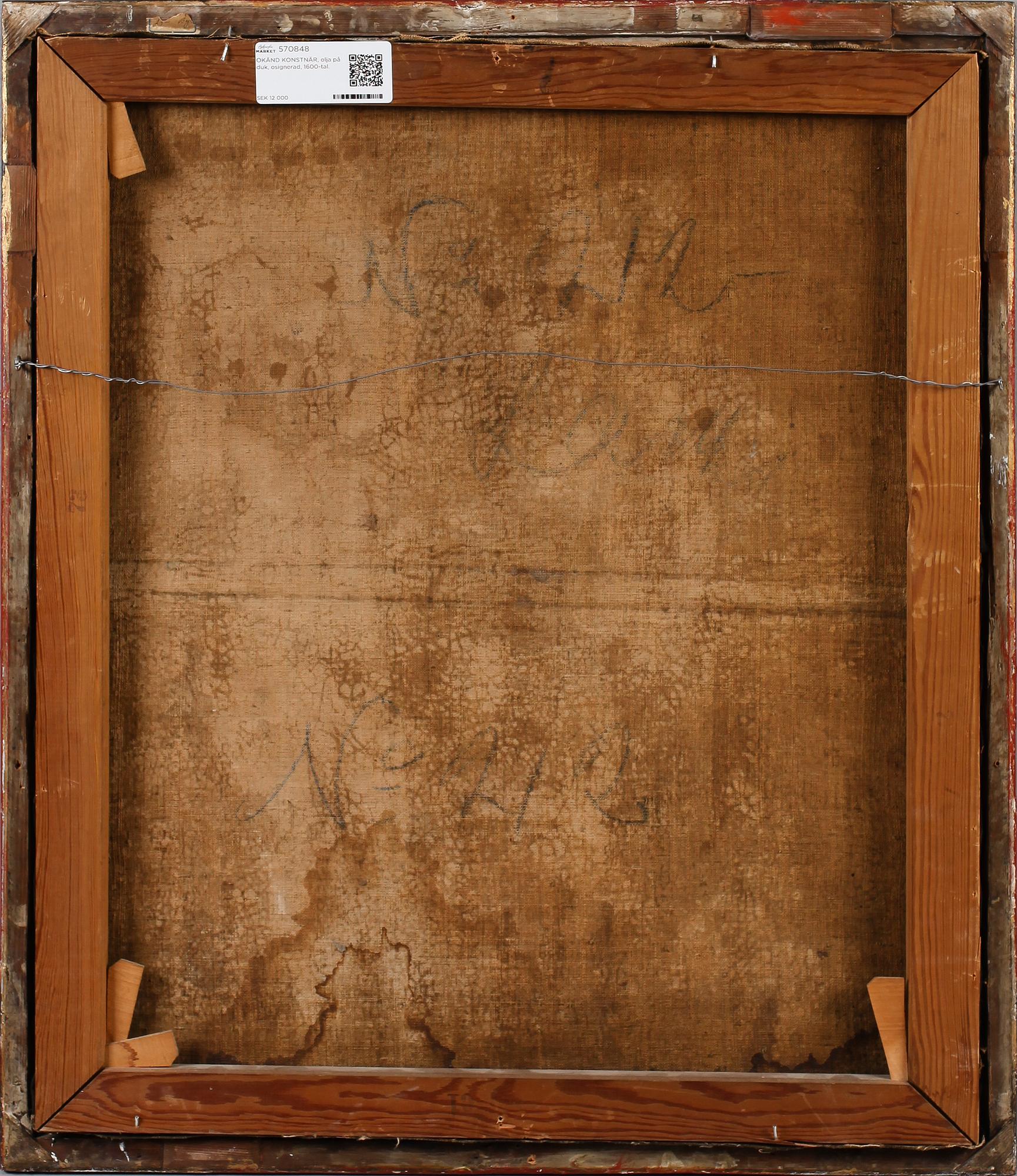 OKÄND KONSTNÄR, olja på duk, osignerad, 1600-/1700-tal.