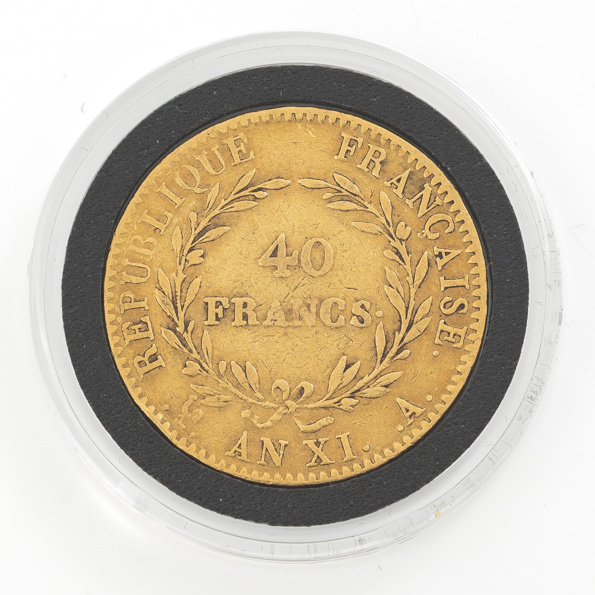 Guldmynt, Frankrike, Napoleon I, 40 franc, AN XI.
