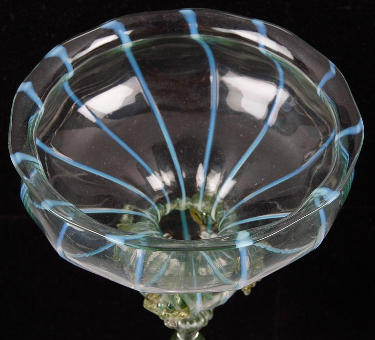 POKAL, glas, möjligen Venini, Italien 1800/1900-tal.