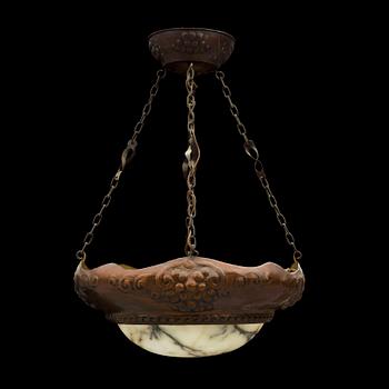 An early 20th century jugend ceiling light.