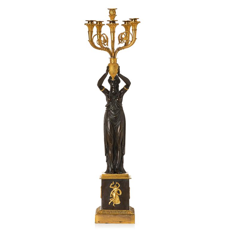 A large Empire six light candelabra, Paris, around 1810.