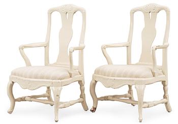 426. A pair of Swedish Rococo 18th century armchairs.