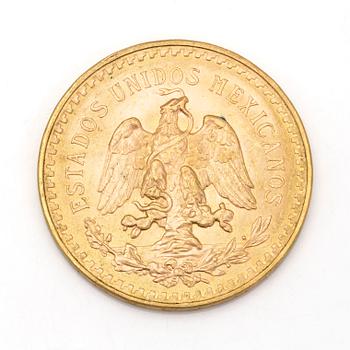 MEXICAN 50 PESOS GOLD COIN, 21,6ct, 1947. Ca 42 grams.