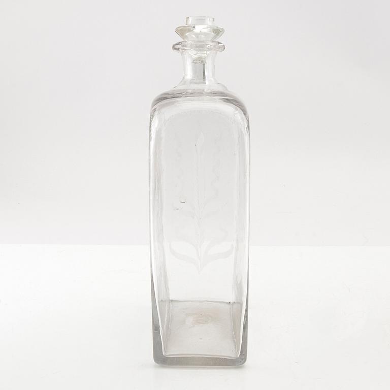 A large Swedish glass bottle, dated Broby, 1856.