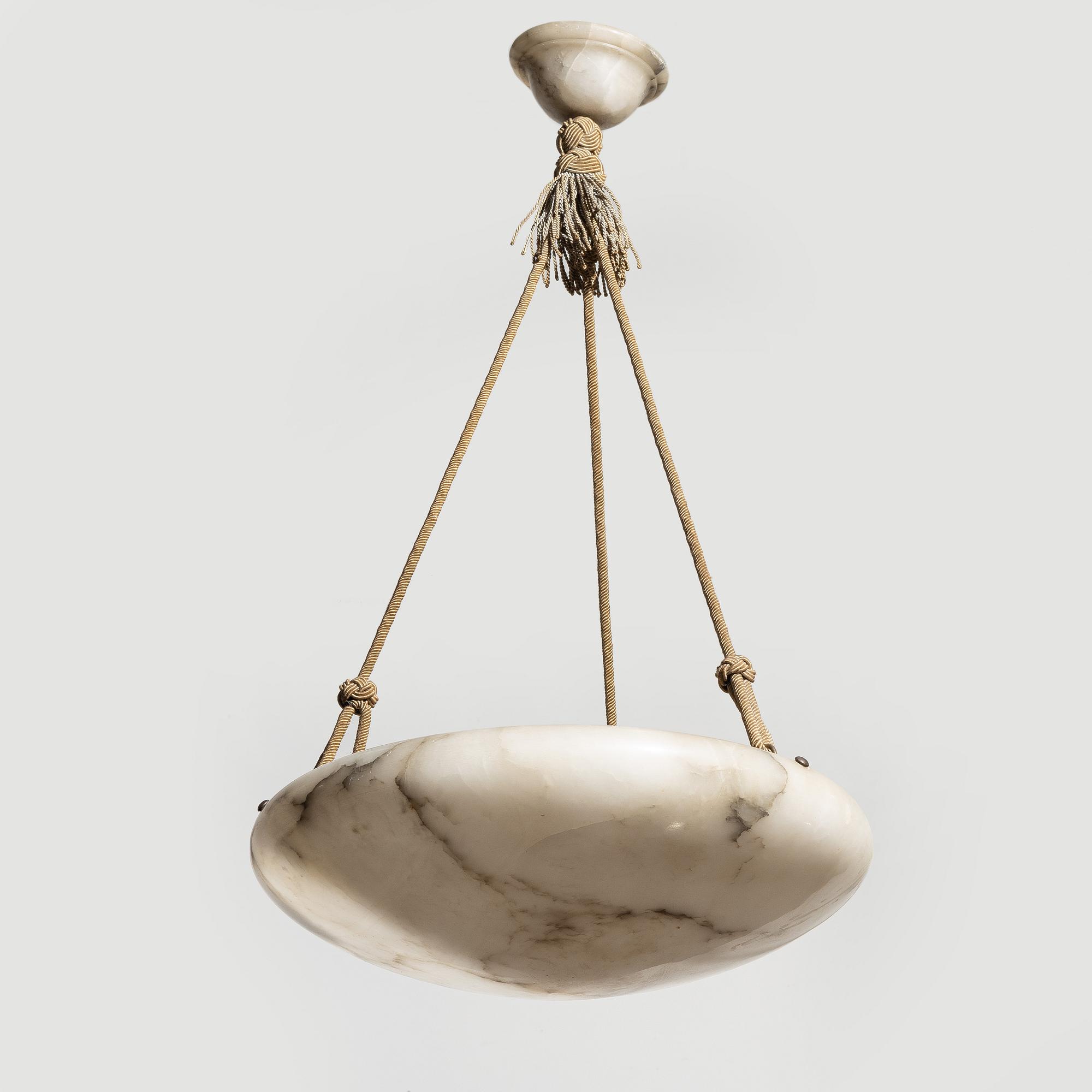 Ceiling lamp, alabaster, 1920s.