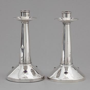 TAGE GÖTHLIN, a apir of silver and amethyst candlesticks, Tesi, Gothenburg 1960-61.