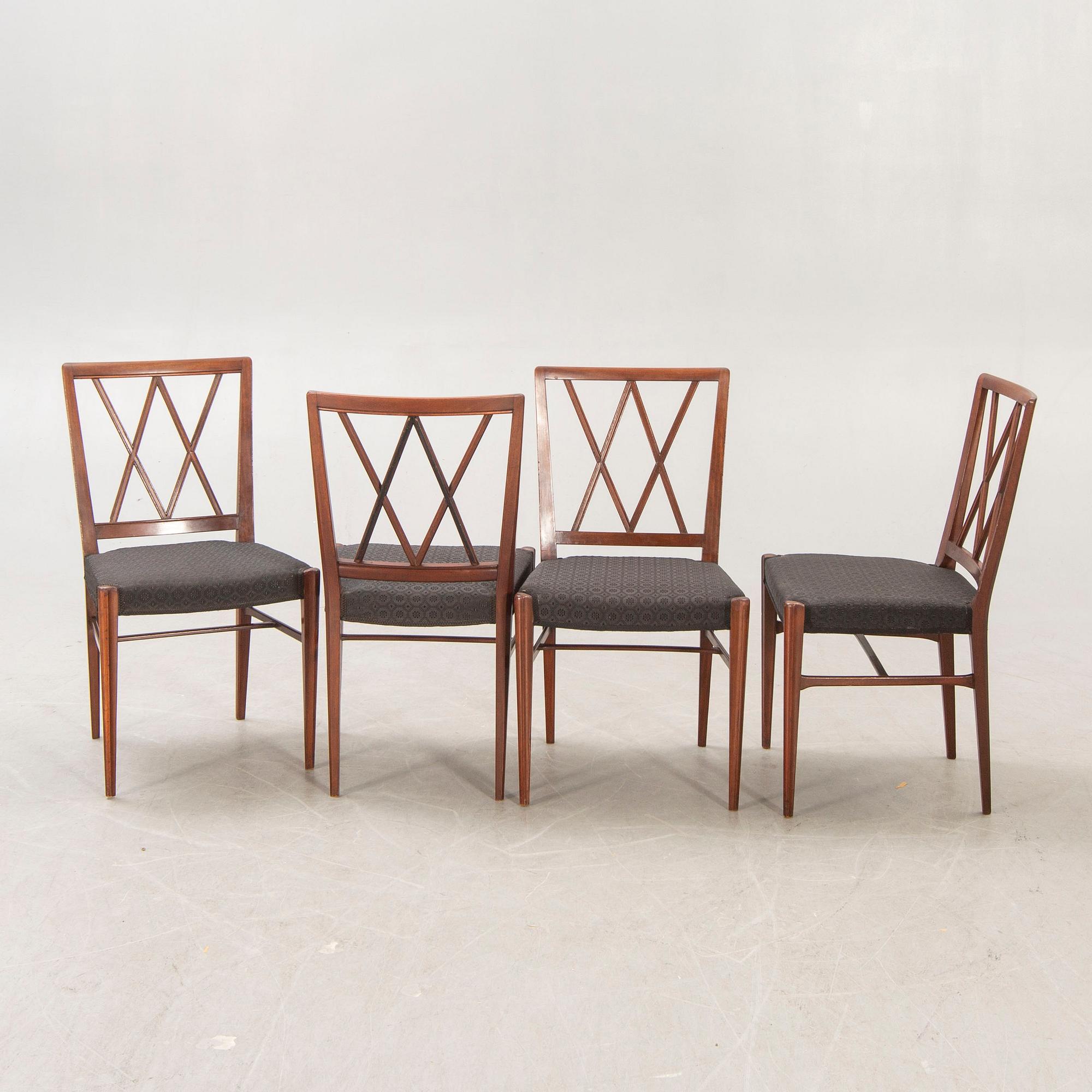 Stolar, 4 st "Lawrence" NK (Nordiska Kompaniet) 1940-tal.