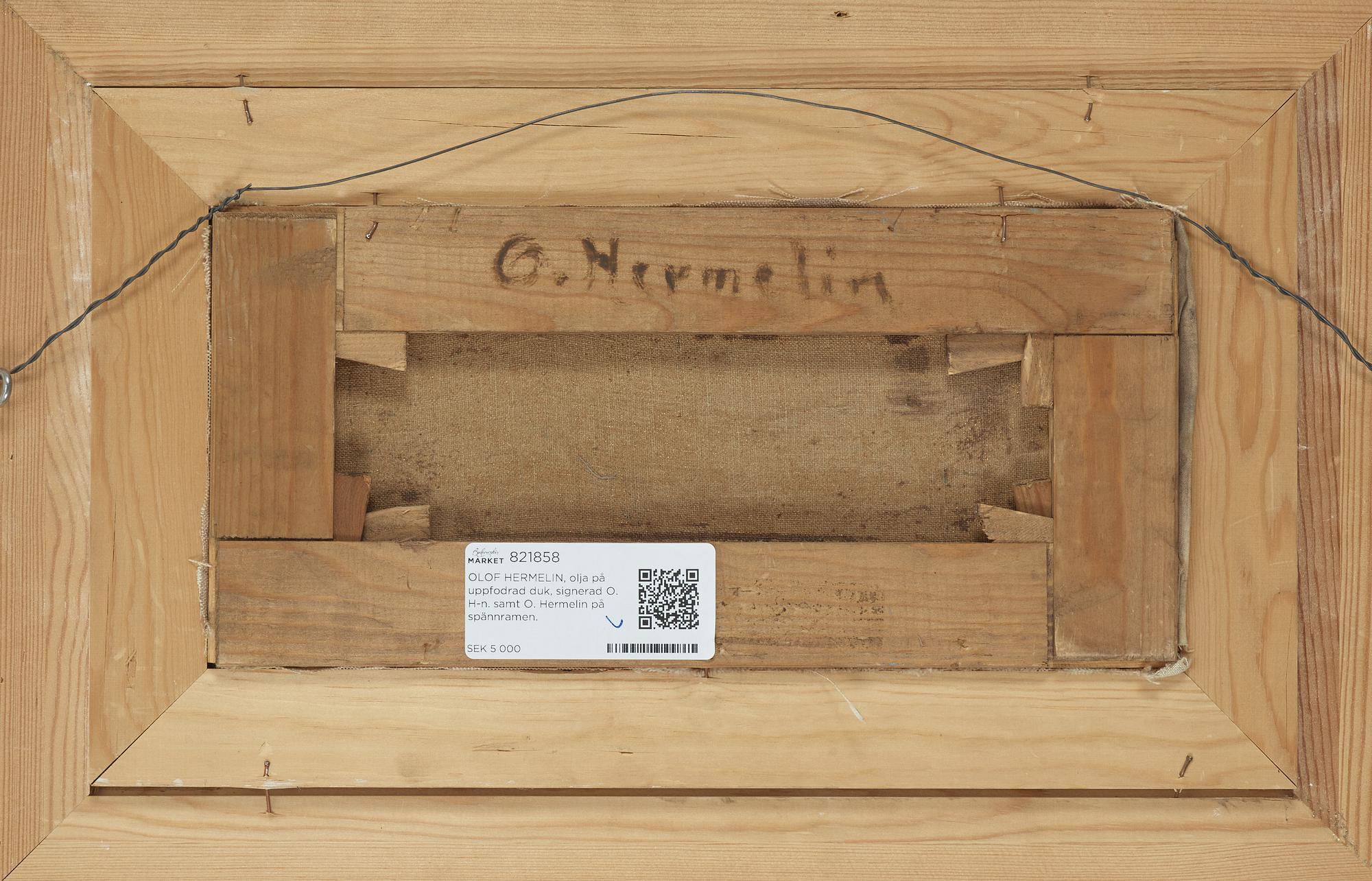 OLOF HERMELIN, oil on relined canvas, signed O. H-n. and O. Hermelin on the stretcher.