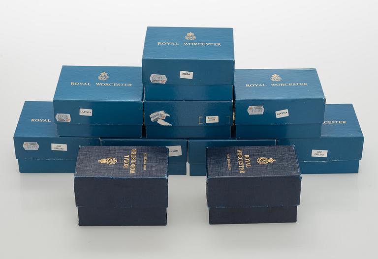 A set of eighteen egg coddlers, Royal Worcester, England, late 20th century.