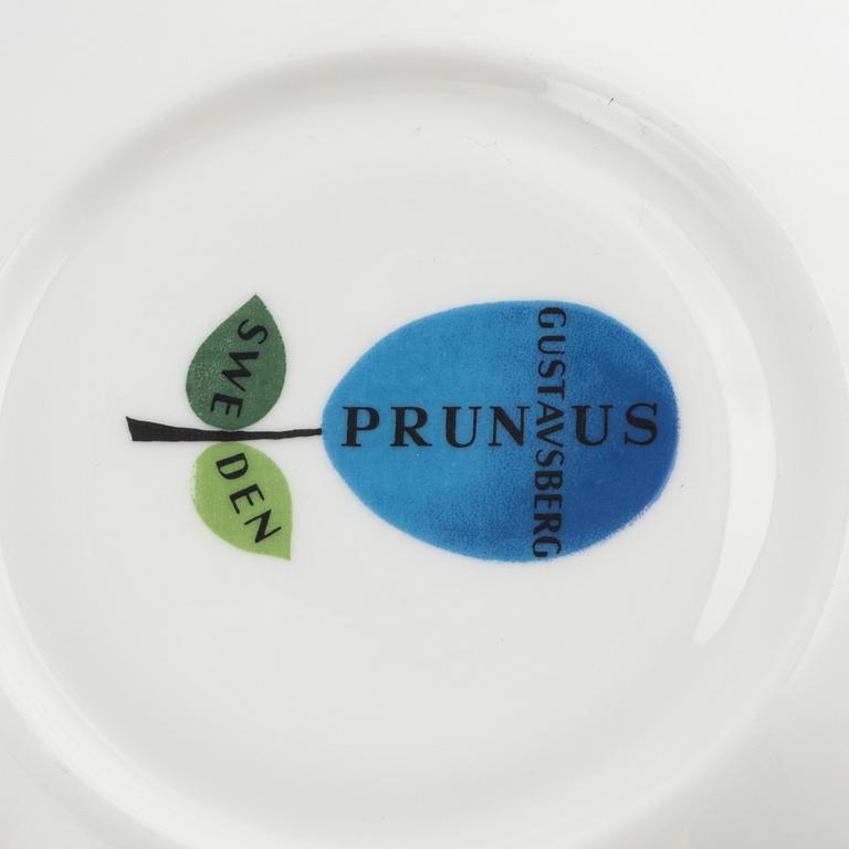 Stig Lindberg, kaffekoppar med fat, 12 st, benporslin,"Prunus", Gustavsberg.
