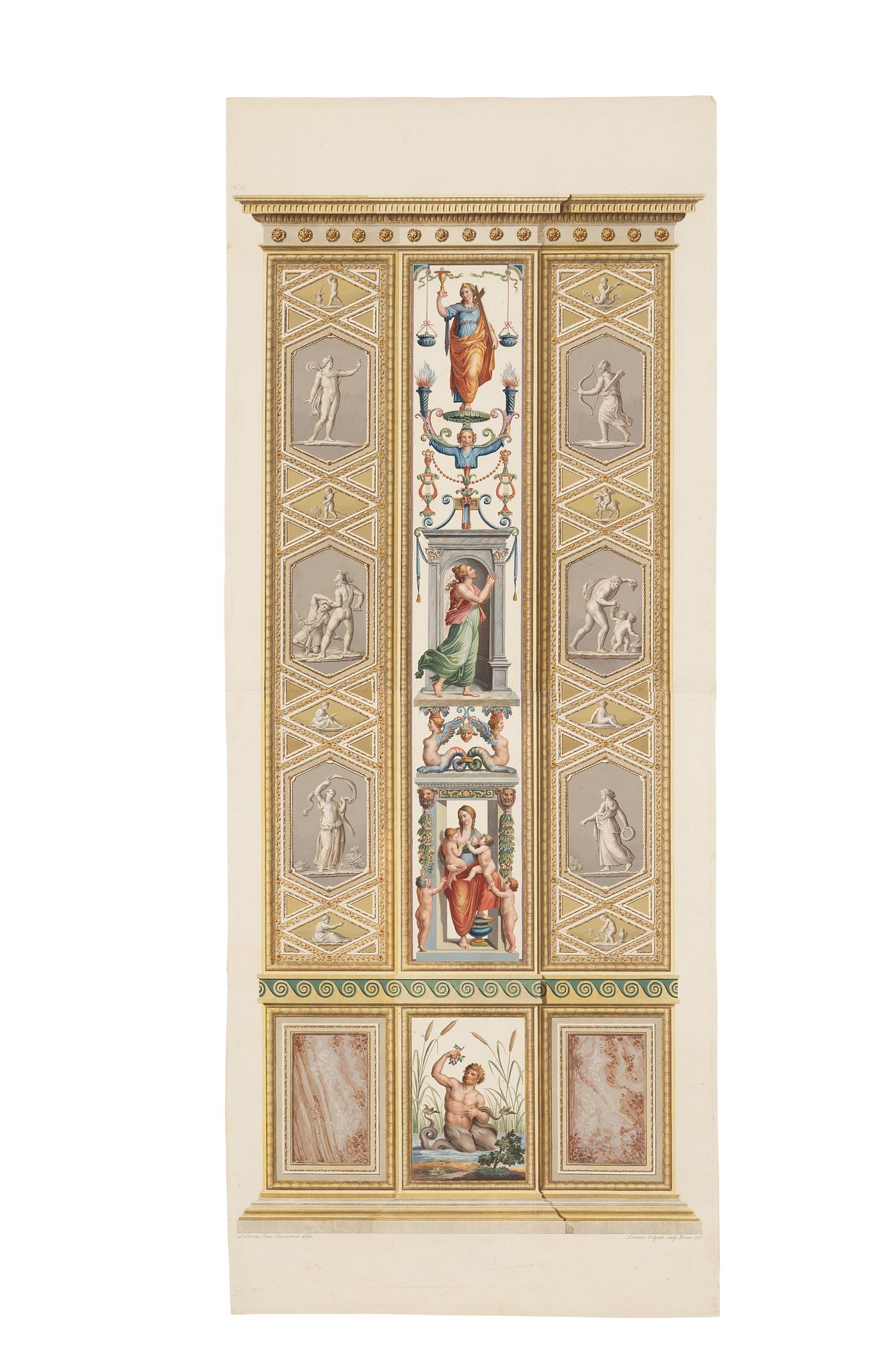Giovanni Volpato, Six wall sections / pilasters in the Raphael Loggias in the Vatican.