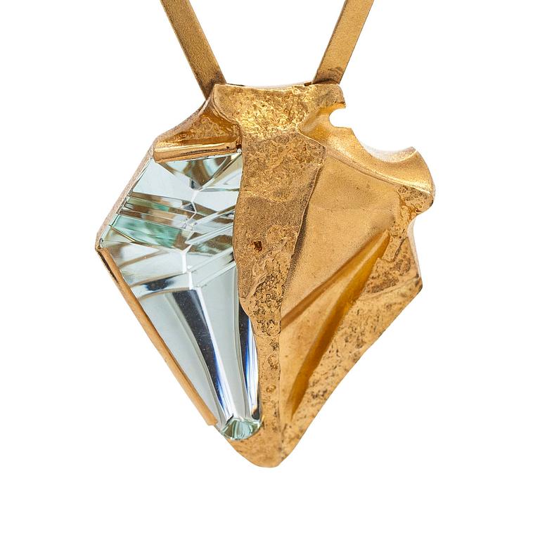 Björn Weckström, necklace, "Nerthus", faceted aquamarine, 18K gold.