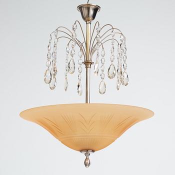 Erik Tidstrand, & Edward Hald, a ceiling lamp, model "27719", Nordiska Kompaniet & Orrefors, 1920-30s.