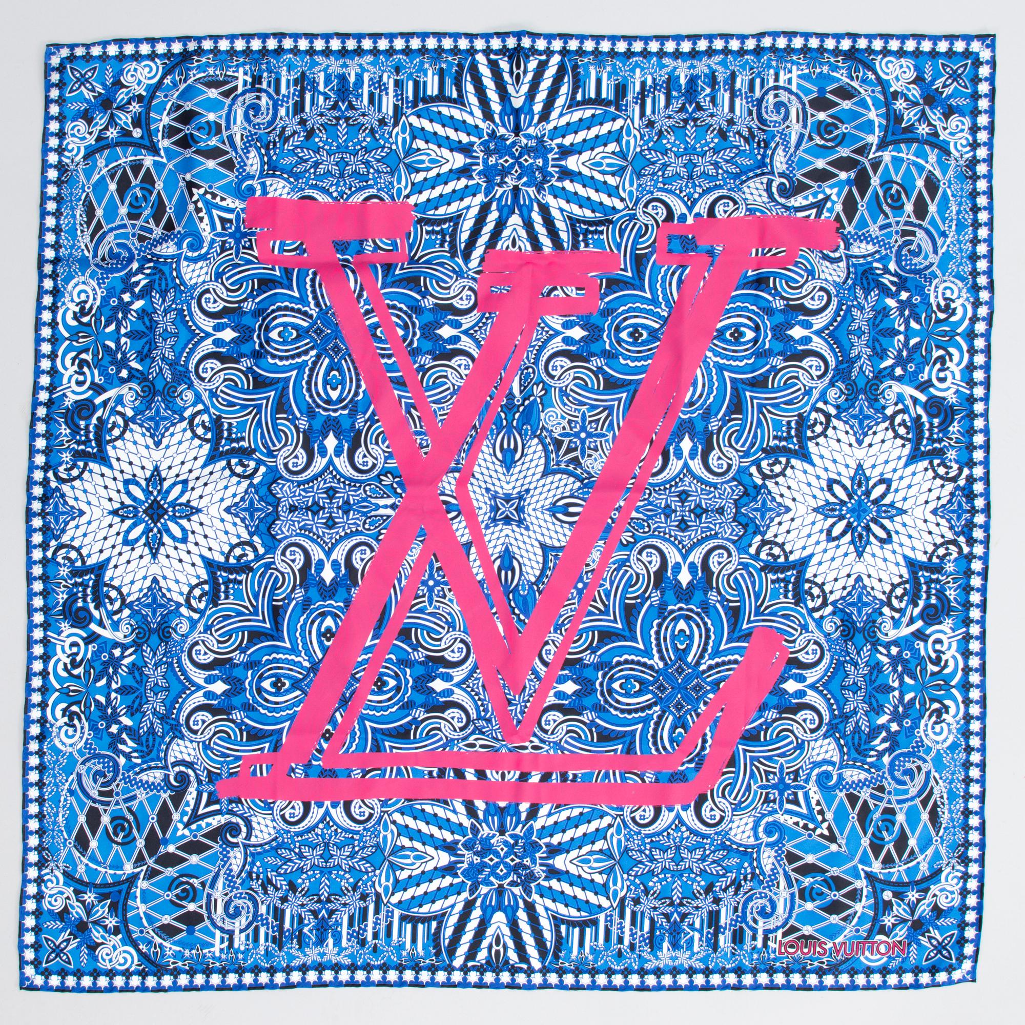 LOUIS VUITTON Silk Scarf with Monogram Patch Mini Pochette Bag.
