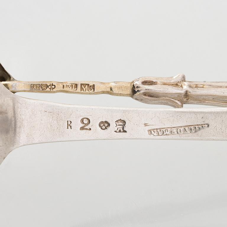 Skedar och servettringar, 12 dlr, silver, Vasa 1860-tal och Åbo 1799 -1906.