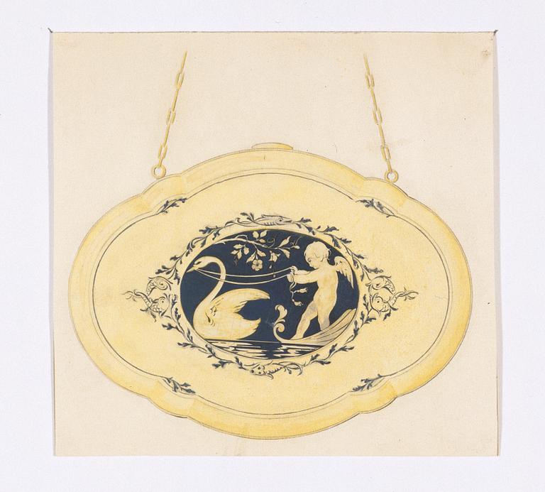 Dosa, 18K guld, svart emalj och rosenslipade diamanter. W.A. Bolin, Moskva 1912-1917.