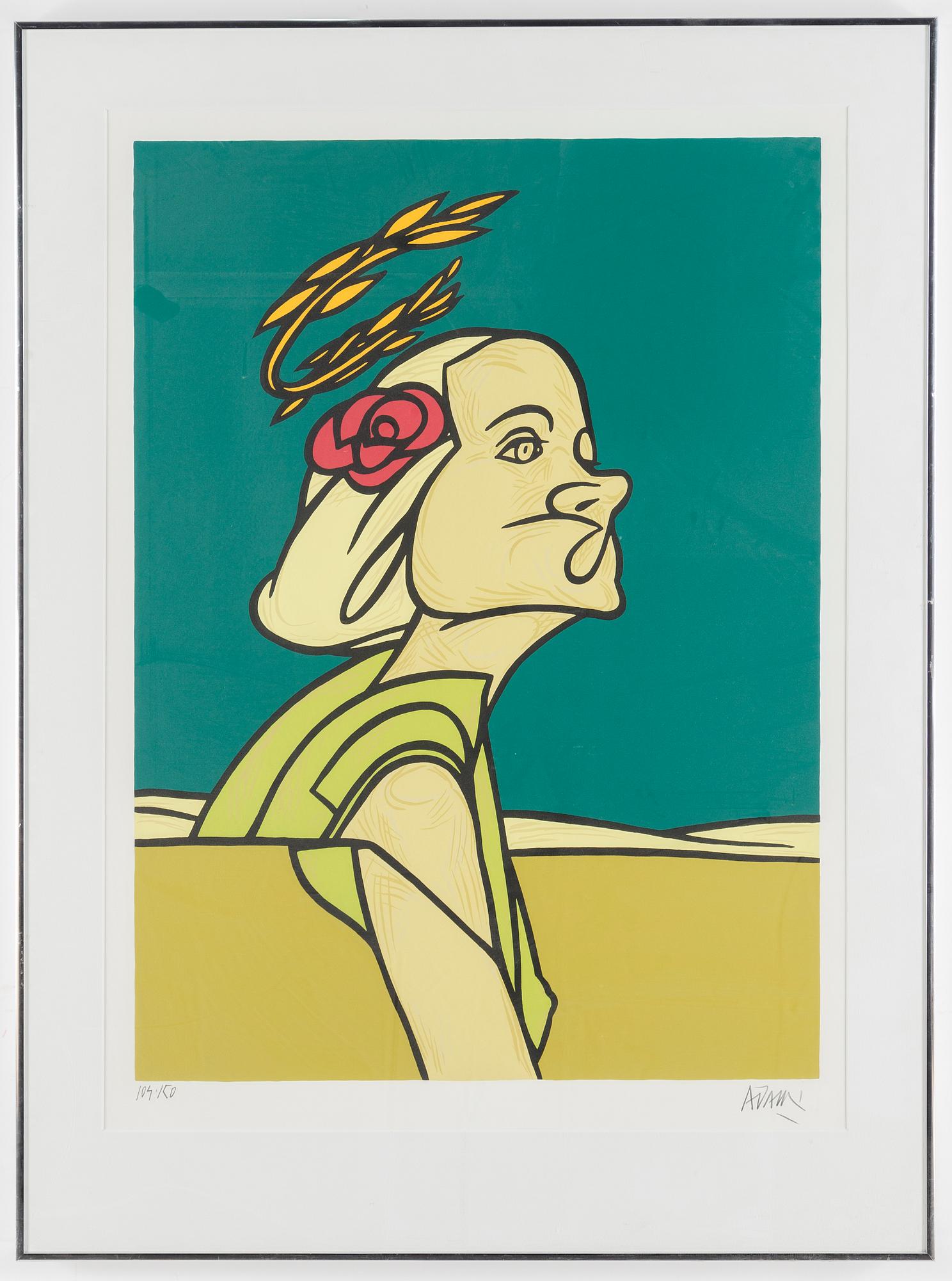 VALERIO ADAMI, silkscreen in colours, signed 104/150. - Bukowskis