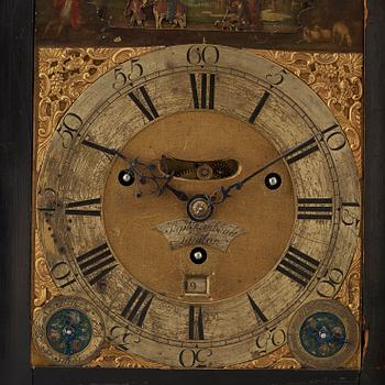 A George III ebonised and brass-mounted striking and musical automaton table clock, Stephen Rimbault, London, 1744-85.