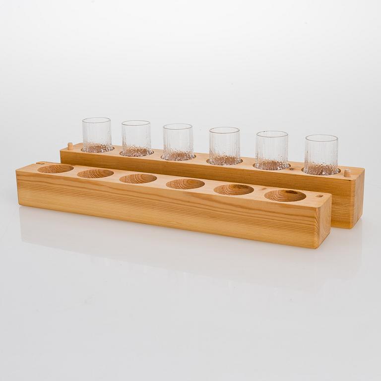 TAPIO WIRKKALA, A set of six 'Niva' snaps glasses. Original wooden box.