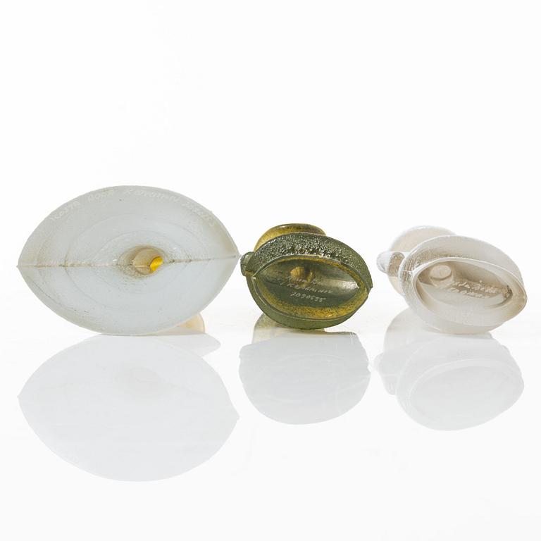 Kjell Engman, figurines, 3 pcs, glass, from the "Catwalk" series, Kosta Boda.