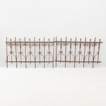 Wrought iron fence, 2 parts, 20th century.