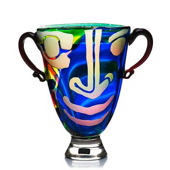 Bengt Lindström, a blasted glass vase, Kosta Boda, numbered 9/95.