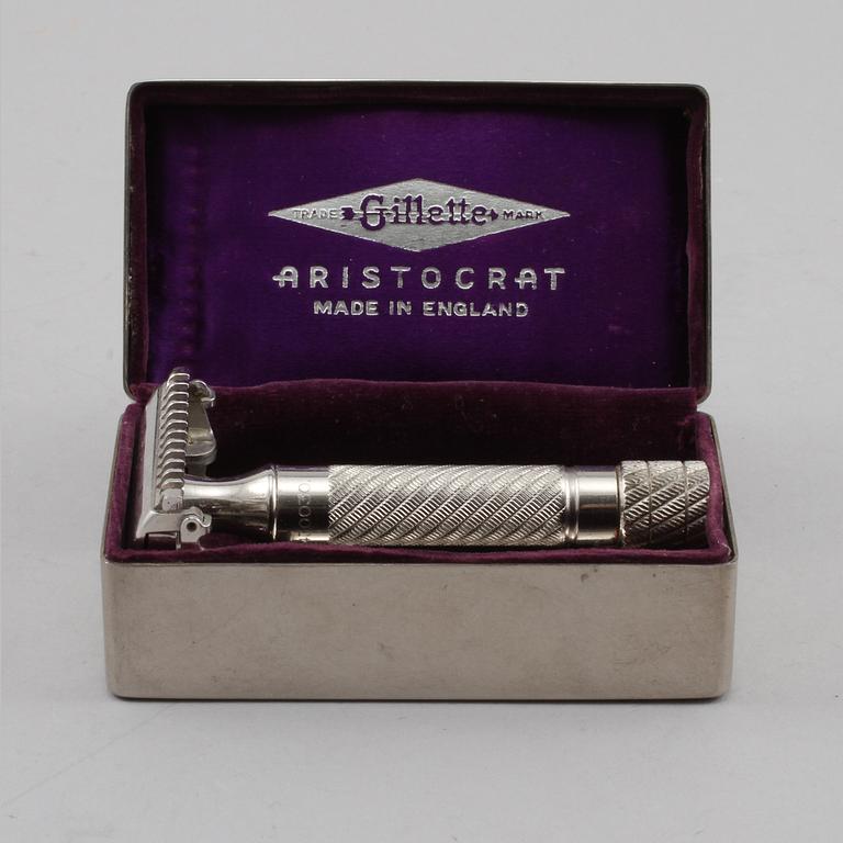 RAKHYVEL, vitmetall, "Aristocrat", Gillette, England, 1900-talets första hälft.