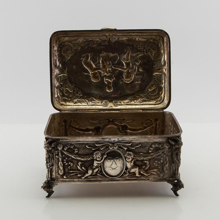 Box, silver circa 1900 Baroque style.