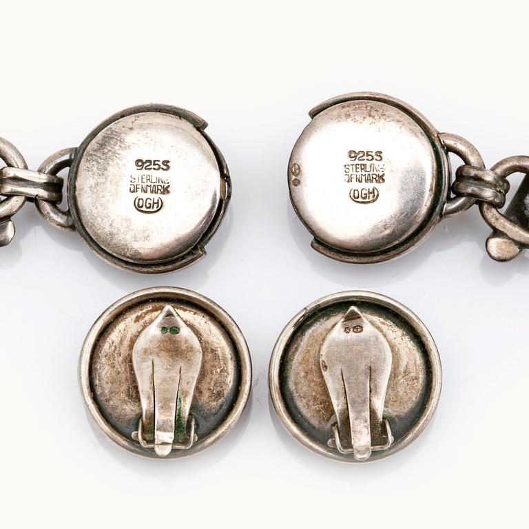 JEWELLERY SET sterling silver and amber approx 18 mm, GDH Denmark.