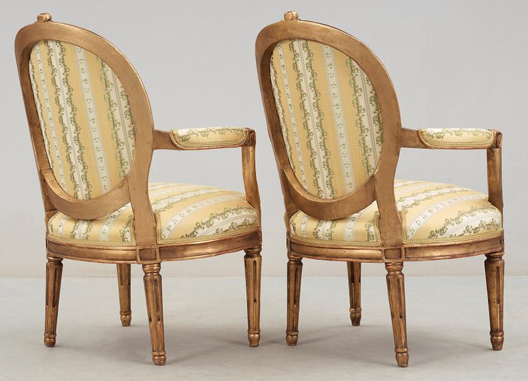 A pair of Gustavian 18th century armchairs.
