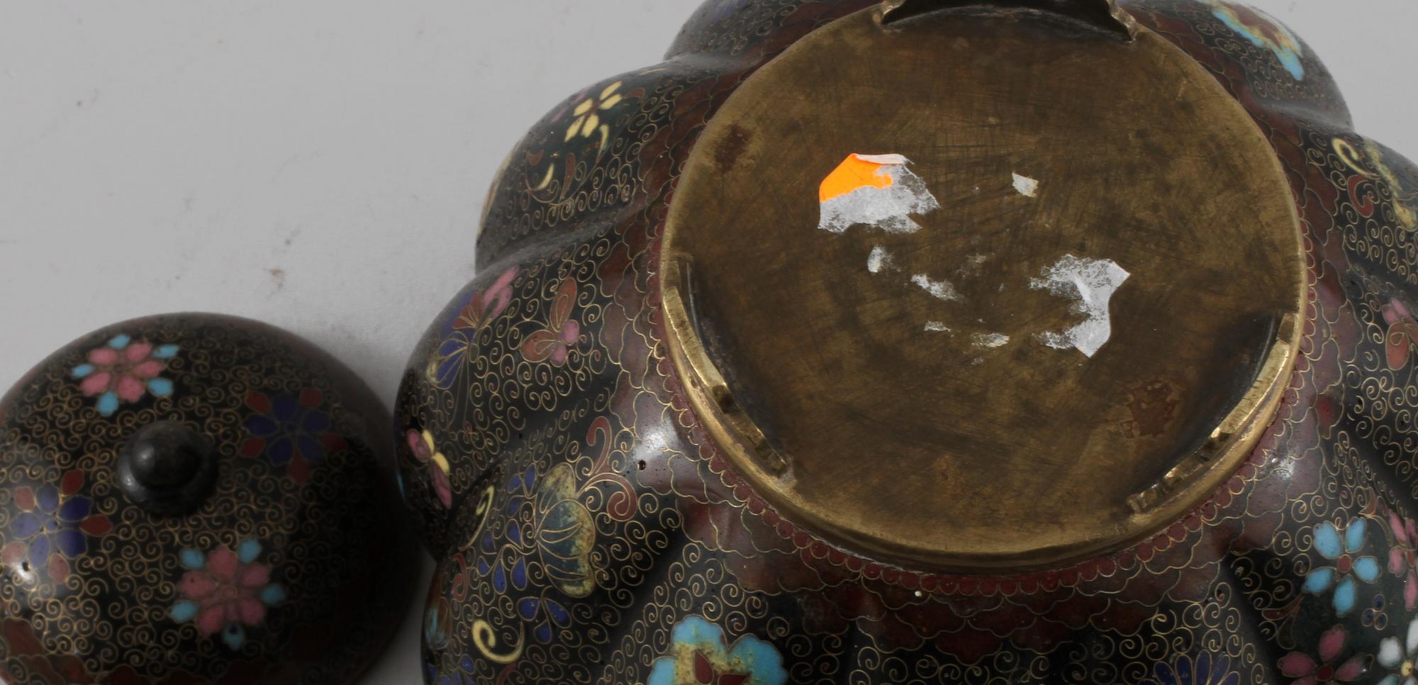 LOCKASK, cloisonné, orientalisk, 1900-tal.