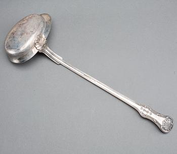 A SILVER SOUP LADLE 1855.