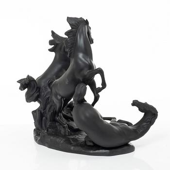 Fulgencio García, figurin, "Horses' group (black)", Lladró, Spanien.