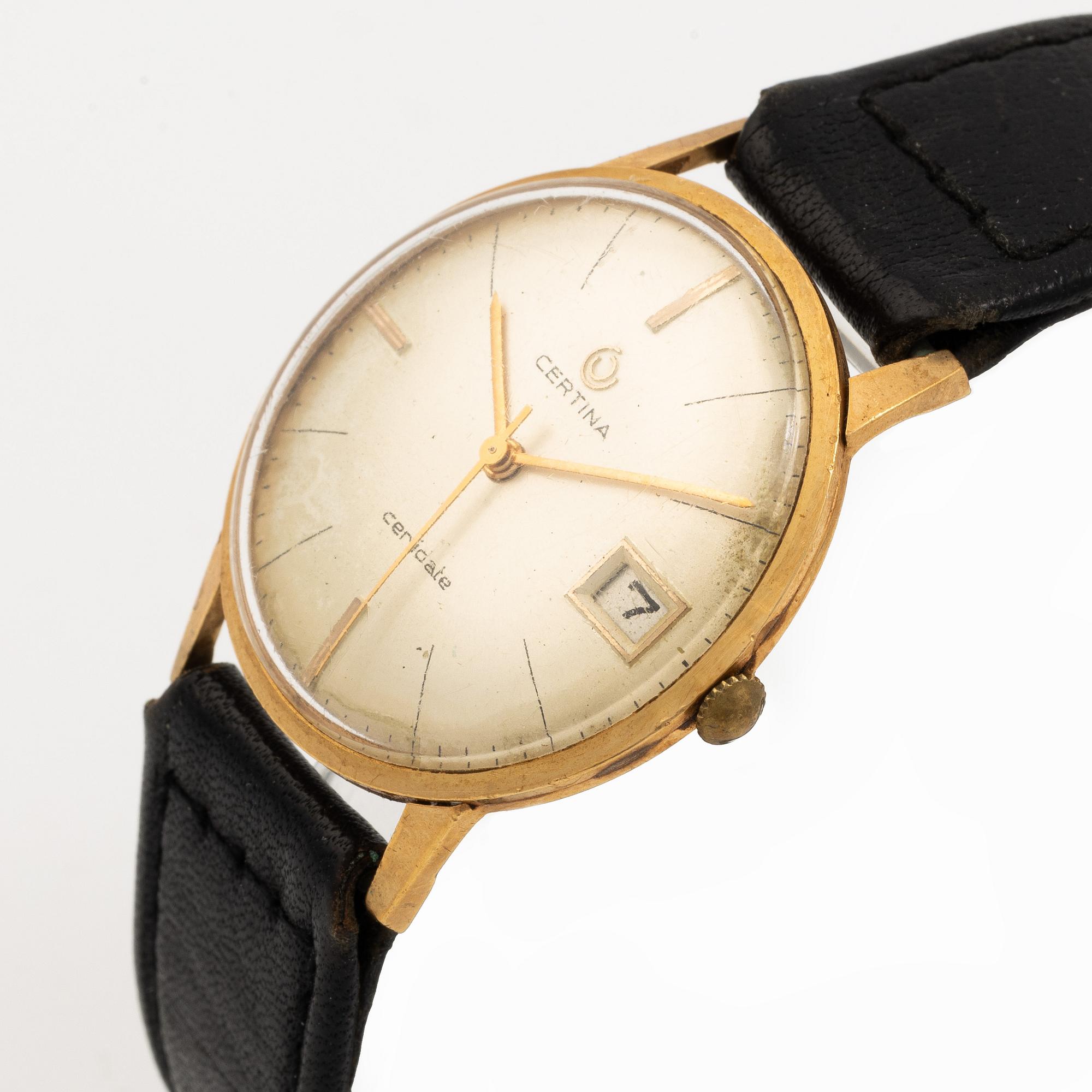 Certina, Certidate, 18K guld, armbandsur, 34 mm.