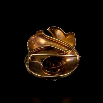 BROSCH, 18K guld, pärlor. Sverige 1876. Vikt 9 g.