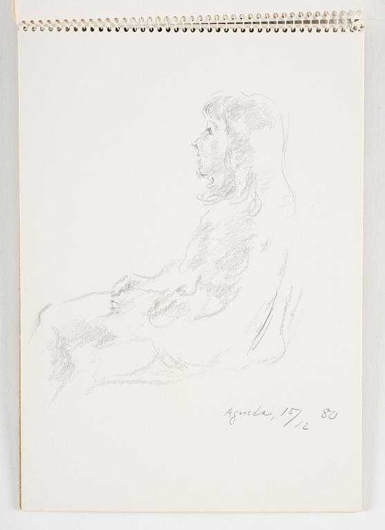 Lotte Laserstein, 3 skissblock med teckningar.