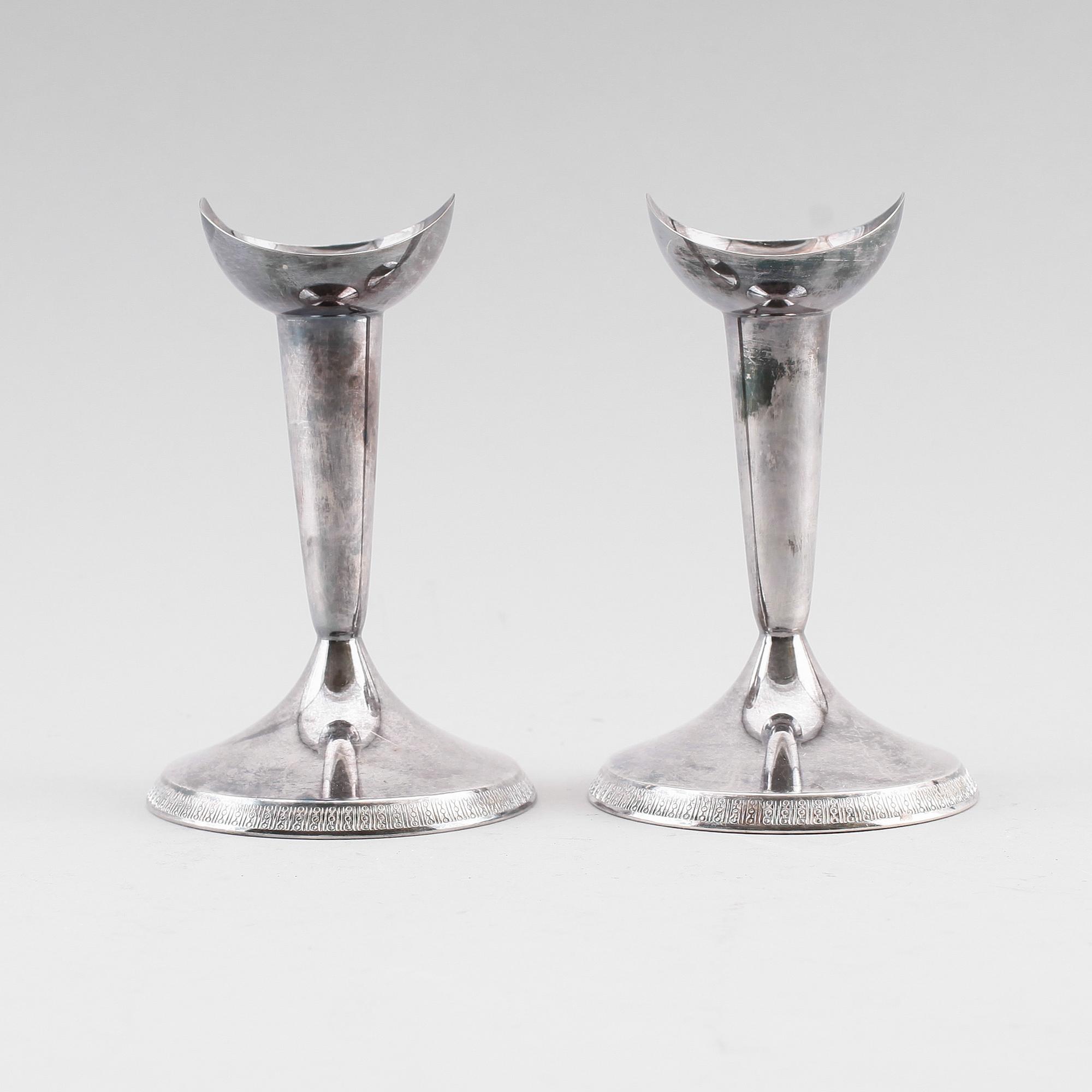 LJUSSTAKAR, 1 par, silver, GAB, Stockholm 1964.