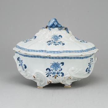 A 18th Century faience tureen with cover, northern Europe.