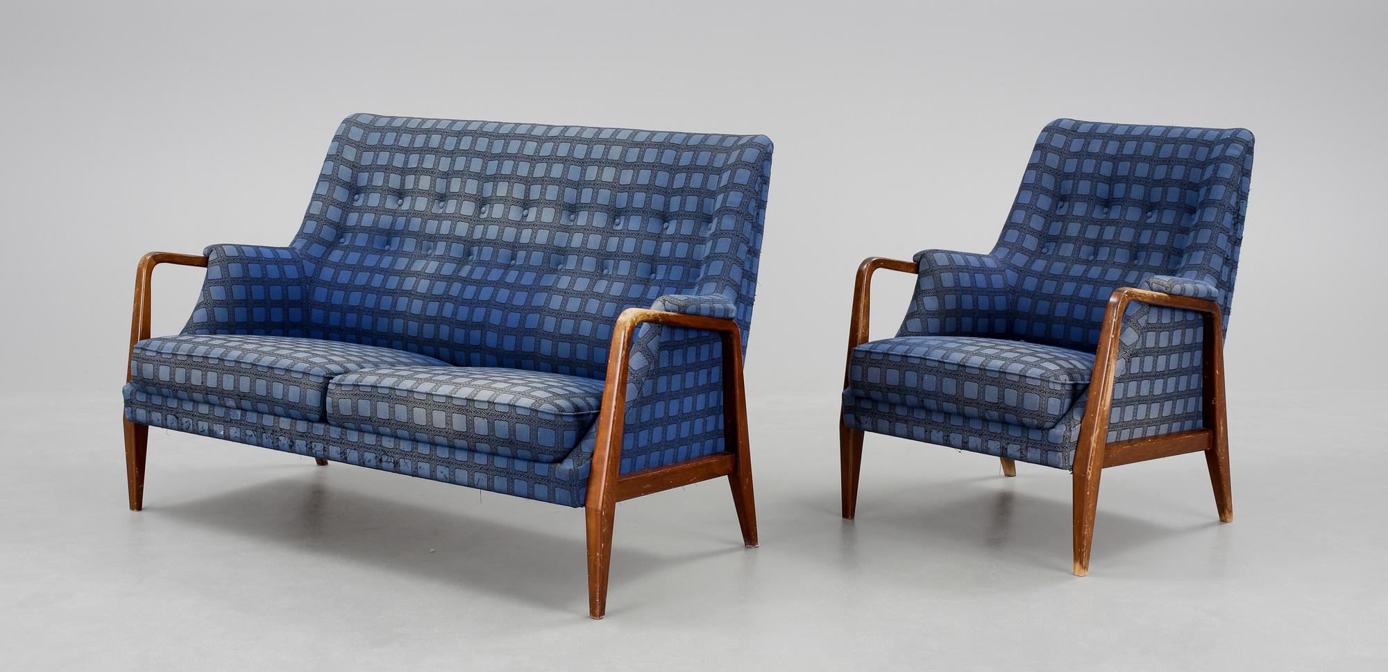 SOFFA samt FÅTÖLJ, 1950/60-tal.