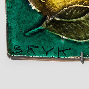 Rut Bryk, väggrelief, stengods, signerad BRYK.