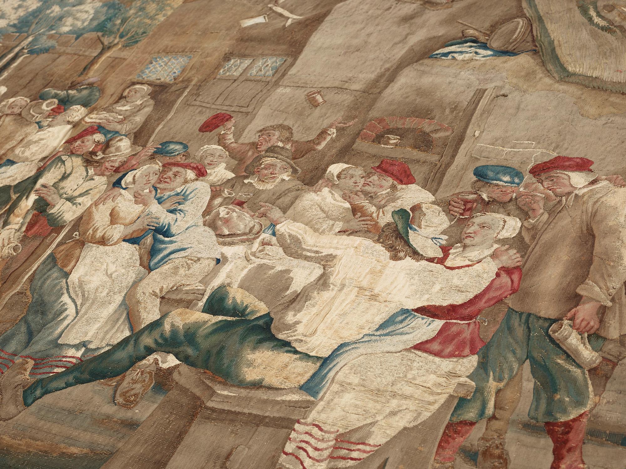 TAPESTRY, tapestry weave. Flemish "Kermess". 345,5  x 332,5 cm. Flanders, probably Brussels, around 1700.