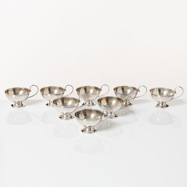 Punschkoppar, 8 st, silver, bl.a. K&EC, Göteborg 1965.