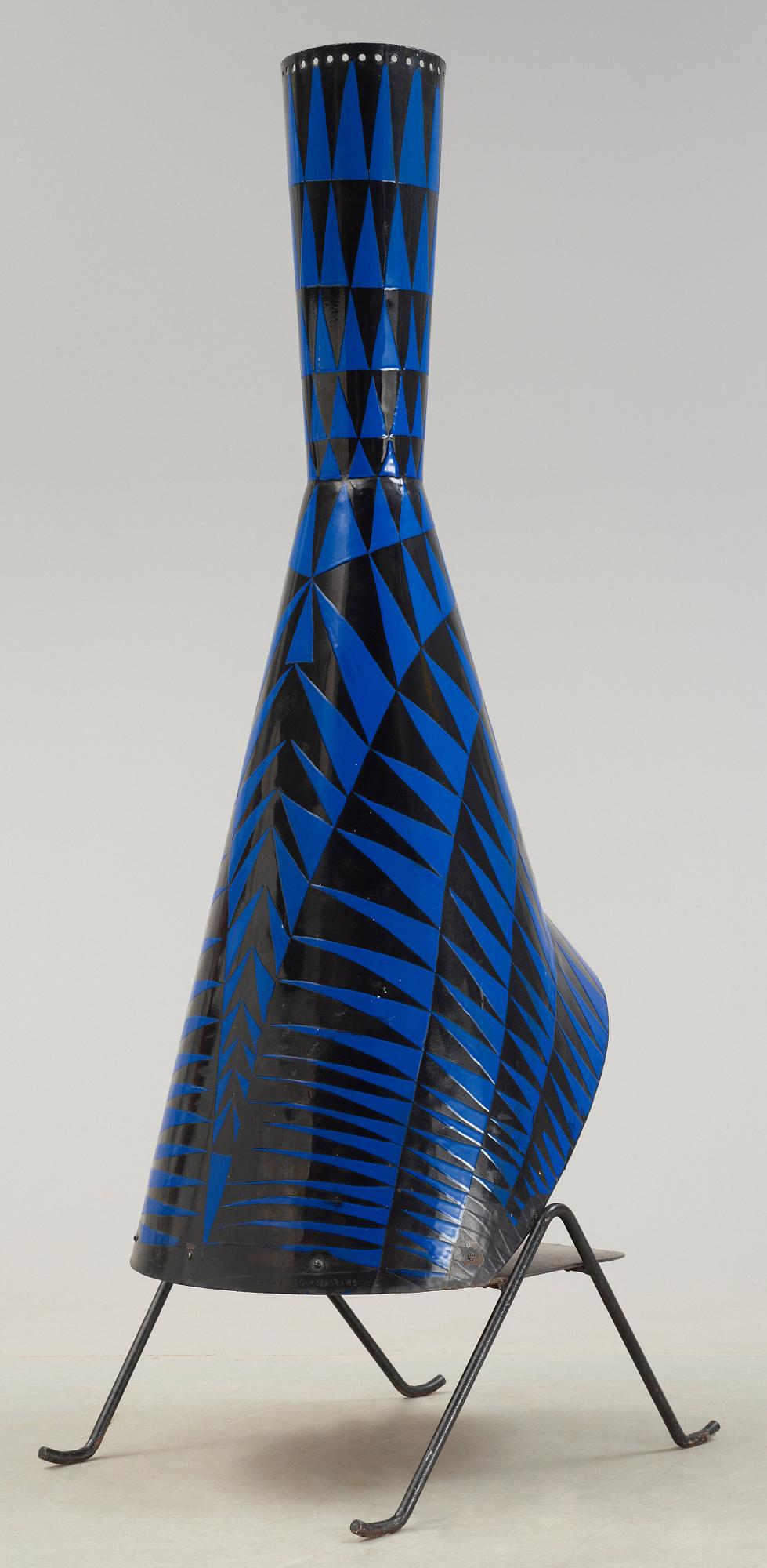 A Stig Lindberg blue and black enamelled grill, Gustavsberg, Sweden 1950's.